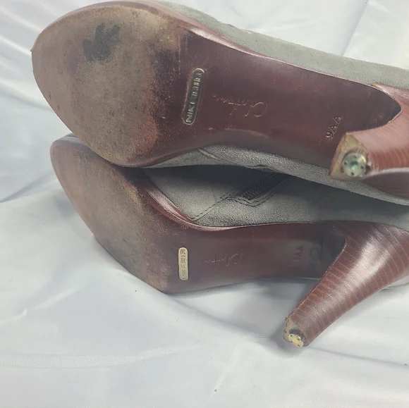 Cole Haan Nike Air Suede Tall Boots Size 9 Sage Gray Spring Heeled - Picture 13 of 14